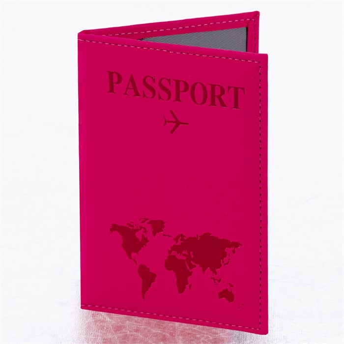 Обложка для паспорта "Passport map", экокожа soft-touch, малиновая, STAFF, 238761 238761 - фото 363037