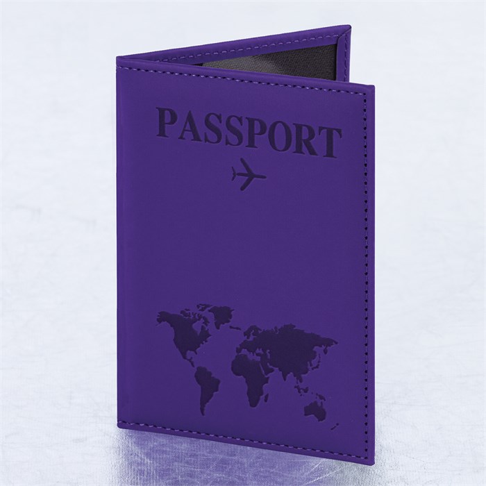 Обложка для паспорта "Passport map", экокожа soft-touch, фиолетовая, STAFF, 238762 238762 - фото 363049