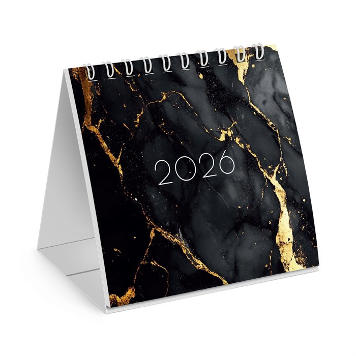 Календарь-домик настольный на гребне, 2026 г., BRAUBERG, 101х101 мм, "Black marble", 117279 117279 - фото 368398