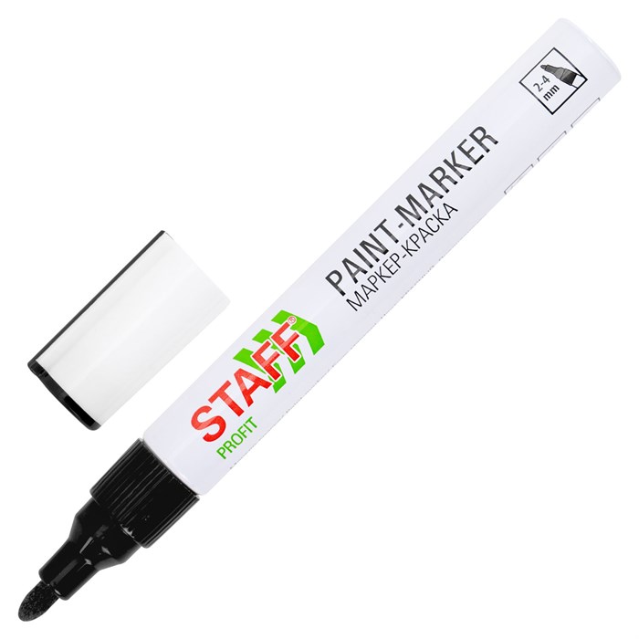 Маркер-краска лаковый (paint marker) 2-4 мм, ЧЕРНЫЙ, НИТРО-ОСНОВА, STAFF PROFIT, для любых поверхностей, 152578 152578 - фото 368941