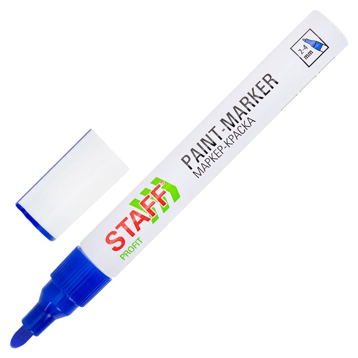 Маркер-краска лаковый (paint marker) 2-4 мм, СИНИЙ, НИТРО-ОСНОВА, STAFF PROFIT, для любых поверхностей, 152581 152581 - фото 368988