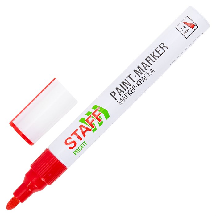 Маркер-краска лаковый (paint marker) 2-4 мм, КРАСНЫЙ, НИТРО-ОСНОВА, STAFF PROFIT, для любых поверхностей, 152582 152582 - фото 369004