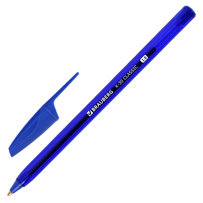 Ручка шариковая BRAUBERG X-30 CLASSIC, СИНЯЯ, мягкое письмо, пишущий узел 1 мм, линия письма 0,5 мм, 144331 144331 - фото 369651