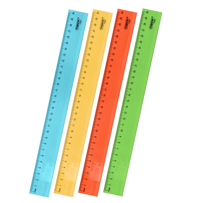 Линейка пластиковая 30 см, ПИФАГОР, прозрачная, неоновая, ассорти, 210840 210840