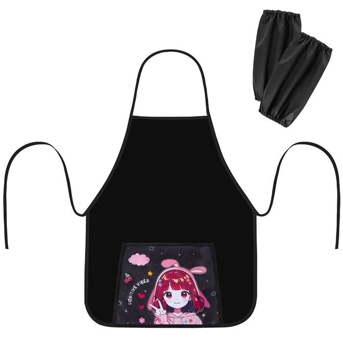 Фартук с нарукавниками для уроков труда ПИФАГОР, 1 карман, 46х54 см, "Anime girl", 273624 273624 - фото 370763