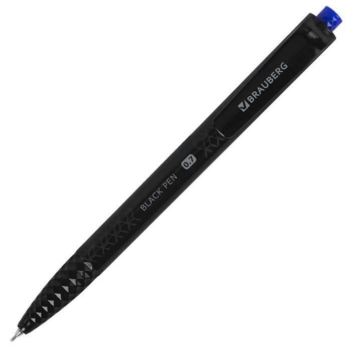 Ручка шариковая масляная автоматическая BRAUBERG "BLACK PEN RT", СИНЯЯ, игольчатый наконечник 0,7 мм, линия письма 0,35 мм, 144326 144326 - фото 370987
