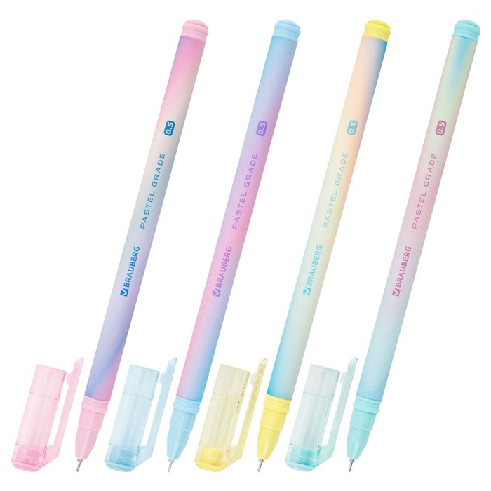 Ручка гелевая BRAUBERG GRADE PASTEL, СИНЯЯ, игольчатый узел 0,5 мм, линия письма 0,3 мм, 144284 144284 - фото 371204
