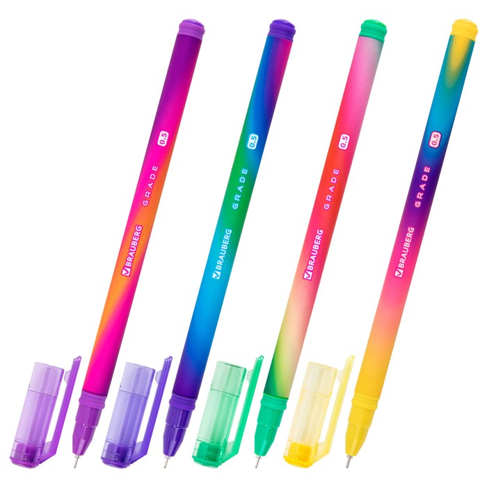 Ручка гелевая BRAUBERG GRADE NEON, ЧЕРНАЯ, игольчатый узел 0,5 мм, линия письма 0,3 мм, 144285 144285 - фото 371215