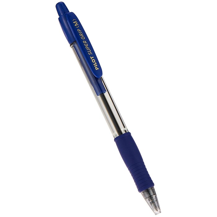 Ручка шариковая автоматическая с грипом PILOT Super Grip, СИНЯЯ, 1 мм, линия 0,27 мм, BPGP-10R-M L 144713 - фото 372181