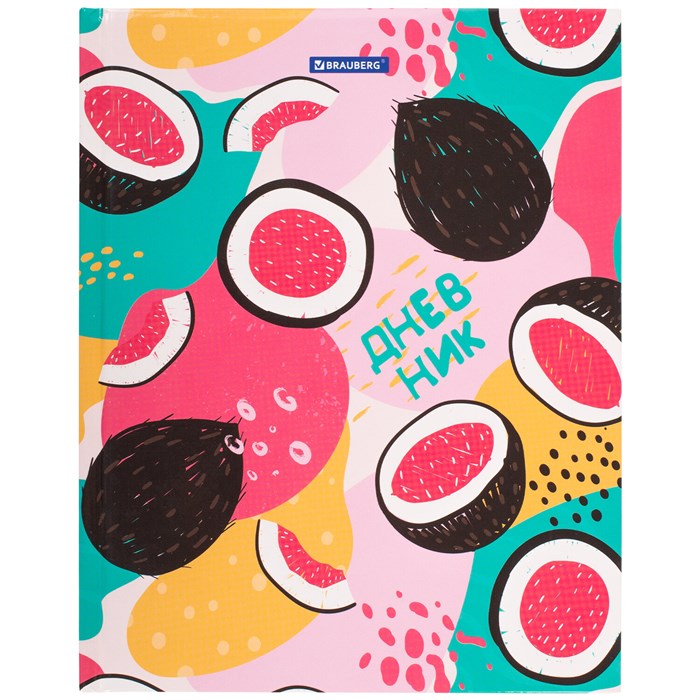 Дневник 5-11 класс 48 л., твердый, BRAUBERG, глянцевая ламинация, с подсказом, "Кокосы", 106396 106396