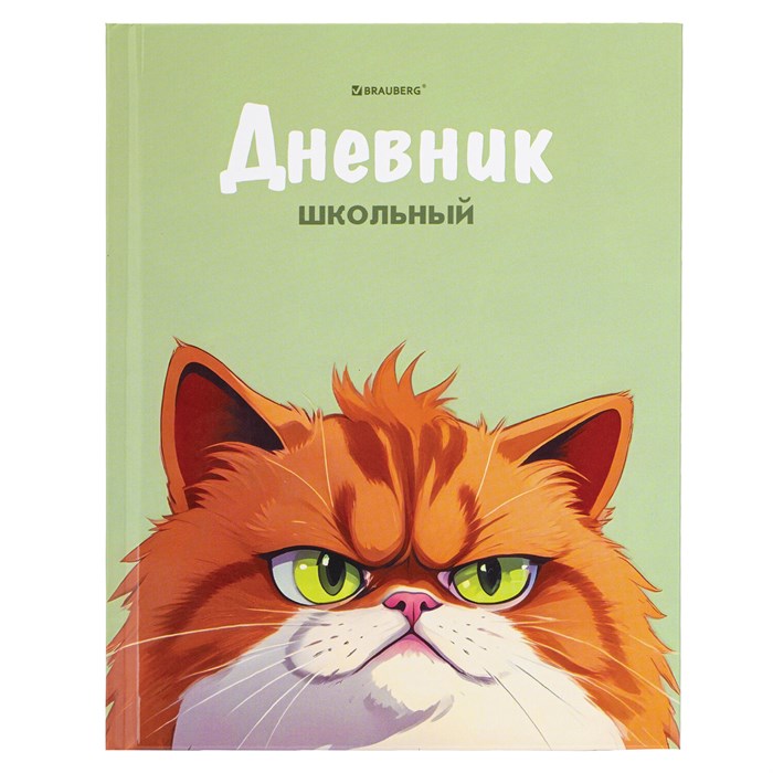 Дневник 5-11 класс 48 л., твердый, BRAUBERG, выборочный лак, с подсказом, "Суровый Кот", 107196 107196