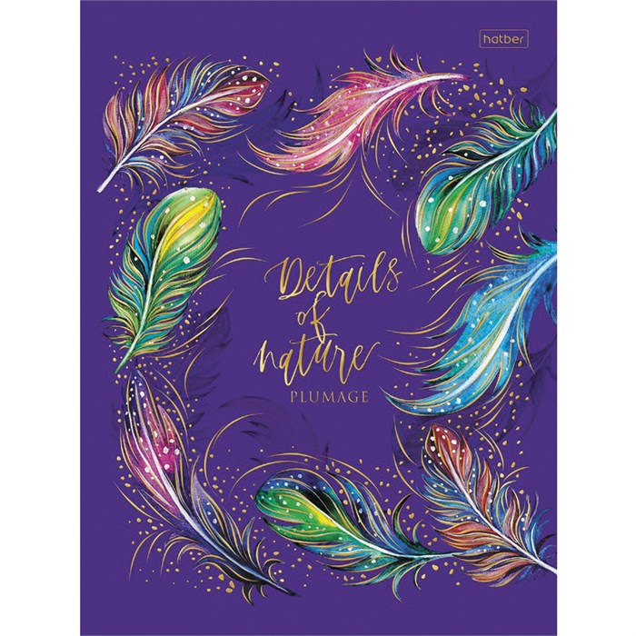 Блокнот А5 167х216 мм, 80 л., твердый, клетка, блок 5 цветов, 3D-фольга, HATBER, "Природа", 80ББ5лофВ1 113795