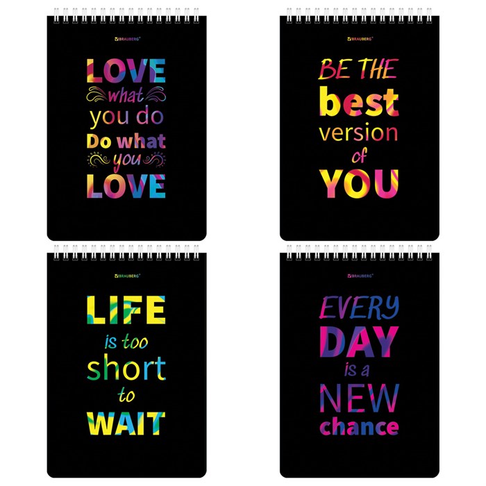 Блокнот А5 (146х206 мм), 80 л., гребень, картон, клетка, BRAUBERG, "Motivation", 114377 114377