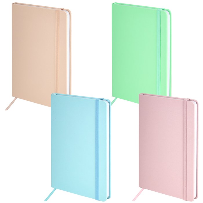 Блокнот А5 138x213 мм, BRAUBERG "Basic", под кожу, 80 л., клетка, ассорти, PASTEL, 116230 116230