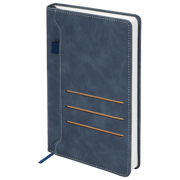 Ежедневник недатированный А5 138х213 мм, BRAUBERG "Slot", под кожу, держатель для ручки, 160 листов, синий, 116607 116607