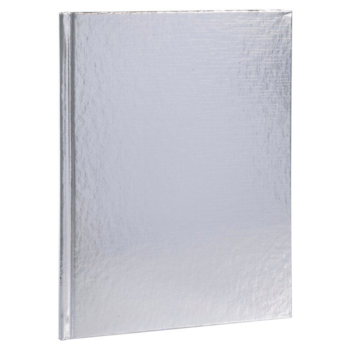 Блокнот А5 167х216 мм, 80 л., твёрдый, бумвинил "METALLIC", клетка, блок 5 цв., HATBER, серебро, 084777, 80ББ5В1 117633