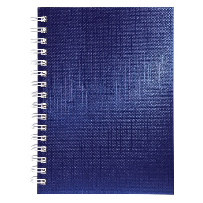 Блокнот МАЛЫЙ ФОРМАТ А6, 80 л., гребень, бумвинил "METALLIC", клетка, HATBER, синий, 086311, 80ЗК6бвВ1гр 117665
