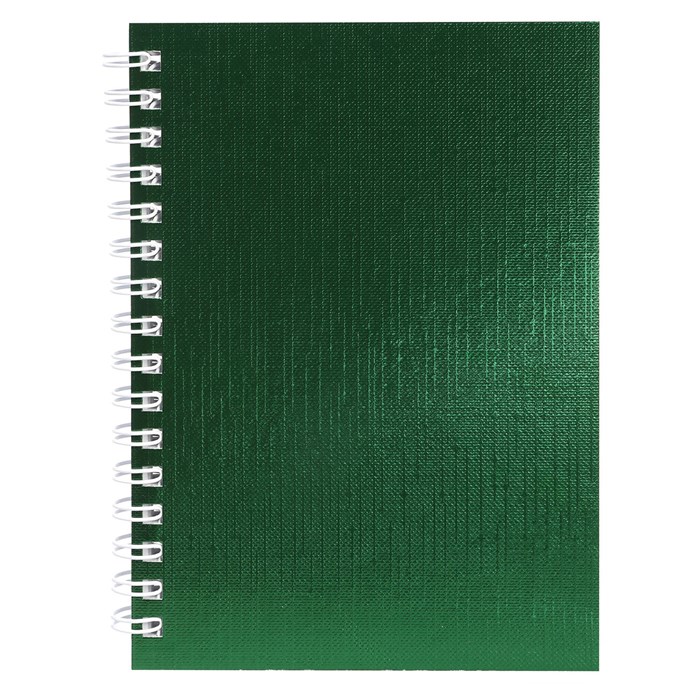 Блокнот МАЛЫЙ ФОРМАТ А6, 80 л., гребень, бумвинил "METALLIC", клетка, HATBER, зеленый, 086313, 80ЗК6бвВ1гр 117667