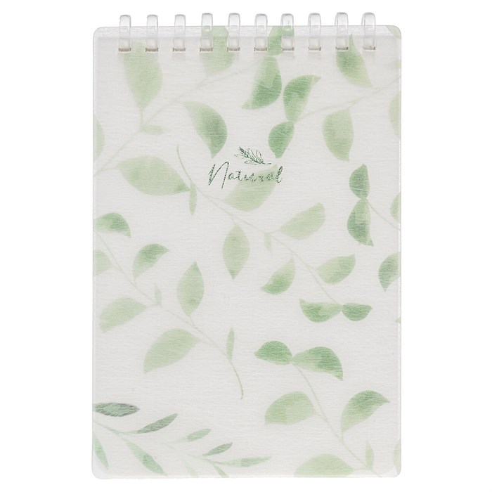 Блокнот МАЛЫЙ ФОРМАТ А6 80 л., мягкий гребень, пластик, фольга, клетка, HATBER, NATURAL LEAVES, 090242, 80Б6A1мс_33480 117748