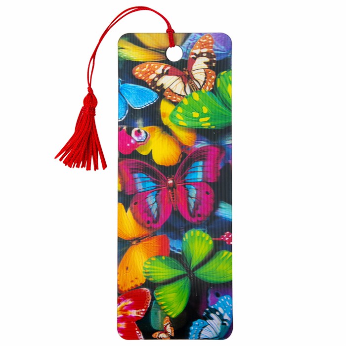 Закладка для книг с линейкой 3D-ОБЪЕМНАЯ BRAUBERG, "Бабочки", с декоративным шнурком, 125748 125748