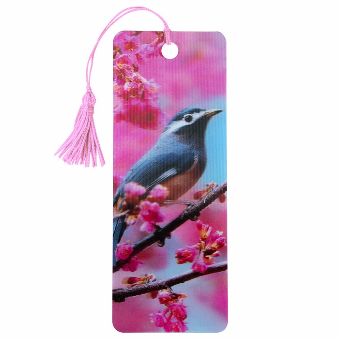 Закладка для книг с линейкой 3D-ОБЪЕМНАЯ BRAUBERG, "Птичка на ветке", с декоративным шнурком, 125773 125773