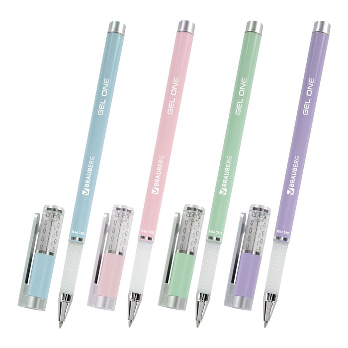Ручка гелевая BRAUBERG "GEL ONE PASTEL", ЧЕРНАЯ, корпус ассорти, узел 0,5 мм, линия 0,35 мм, 144039 144039