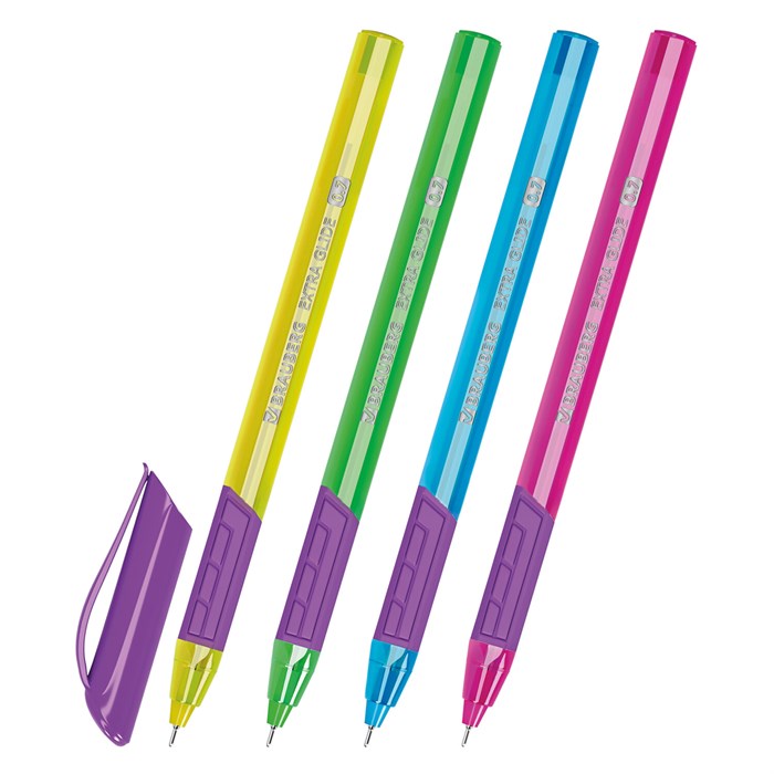 Ручка шариковая масляная с грипом BRAUBERG "Extra Glide GT Color", СИНЯЯ, трехгранная, игольчатый наконечник 0,7 мм, линия 0,5 мм, 144264 144264