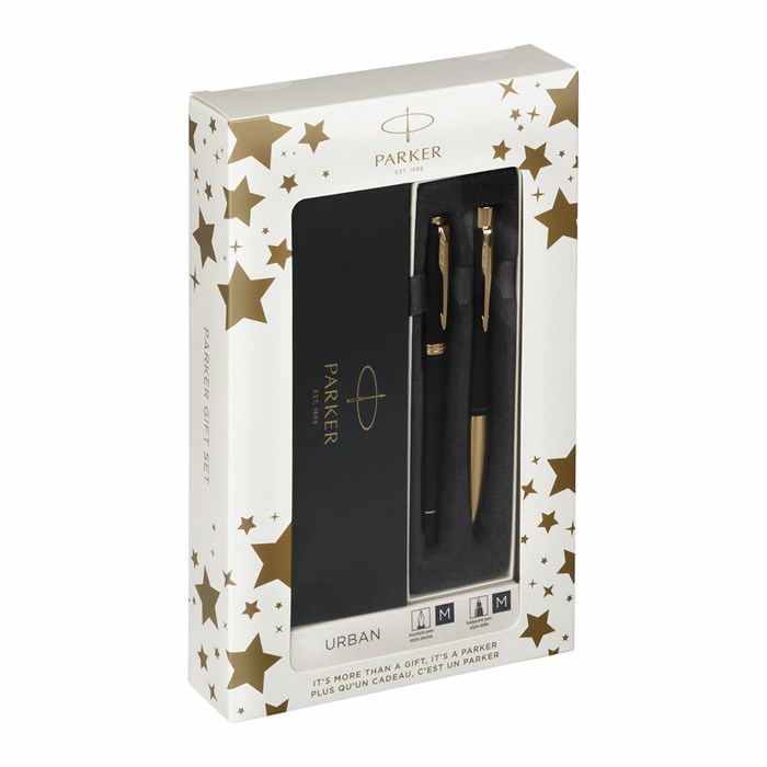 Набор PARKER "Urban Black GT": шариковая ручка синяя и перьевая ручка синяя, 2093381 144352