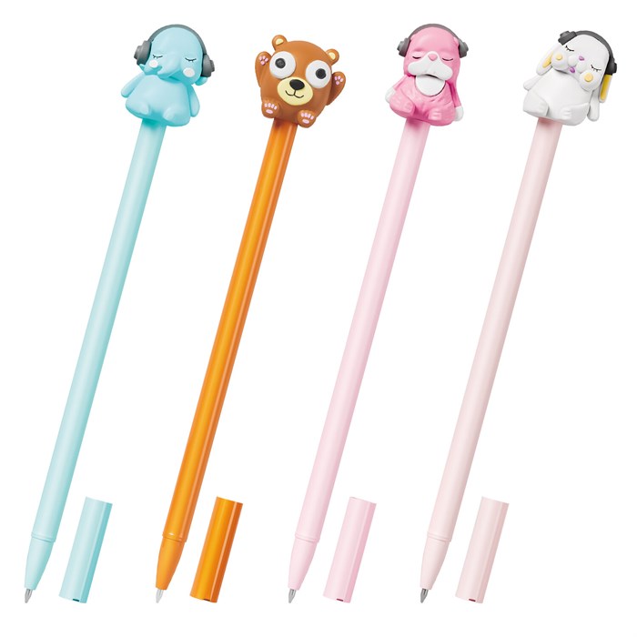 Ручка с топпером шариковая масляная FUNSTER "TOPPER MIX", СИНЯЯ, корпус ассорти, пишущий узел 0,7 мм, линия письма 0,35 мм, 144368 144368