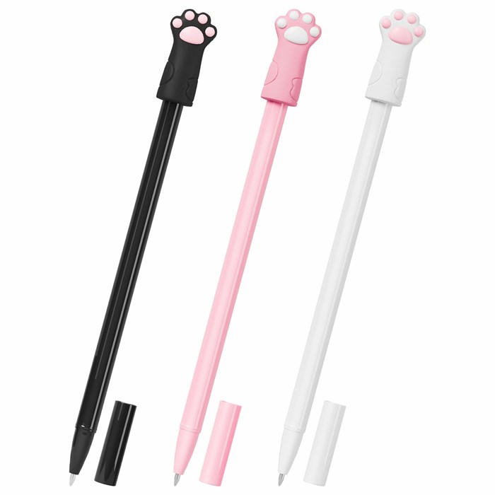 Ручка с топпером шариковая масляная FUNSTER "CAT PAWS", СИНЯЯ, корпус ассорти, пишущий узел 0,7 мм, линия письма 0,35 мм,144369 144369