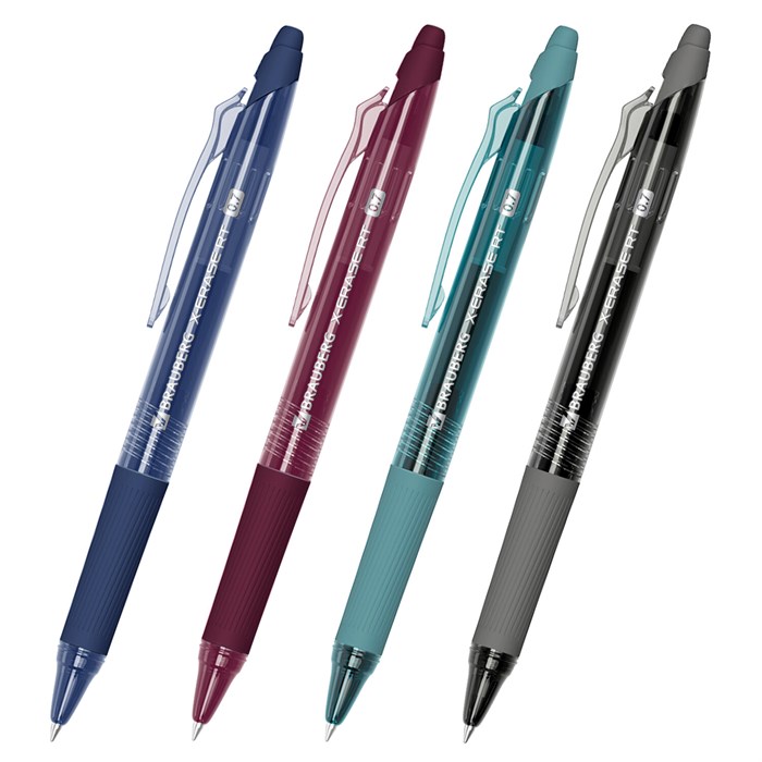 Ручка гелевая стираемая автоматическая BRAUBERG "X-ERASE RT MORANDI COLOR", СИНЯЯ, пишущий узел 0,7 мм, линия письма 0,5 мм, 144425 144425