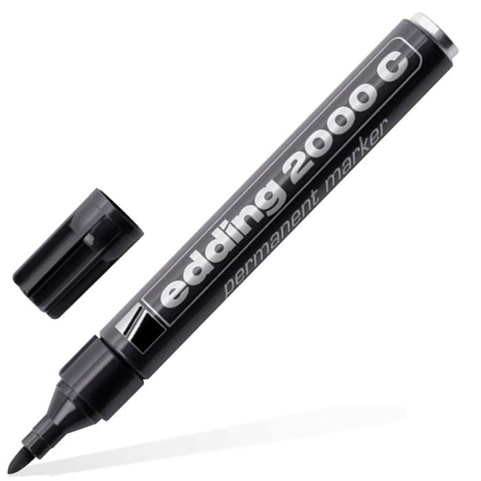 Маркер перманентный (нестираемый) EDDING 2000, ЧЕРНЫЙ, круглый наконечник, 1,5-3 мм, алюминиевый корпус, E-2000C/1, Е-2000/C001 150723