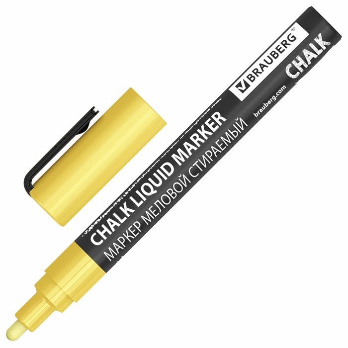 Маркер меловой CHALK LIQUID MARKER, ЗОЛОТИСТЫЙ, 3 мм, стираемый, BRAUBERG "CHALK", 152594 152594