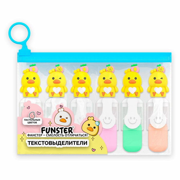 Набор текстовыделителей с топперами 6 ЦВЕТОВ ПАСТЕЛЬ, "НЕЖНЫЕ ЦЫПЛЯТА", линия 1-4мм, FUNSTER (ФАНСТЕР), 152653 152653