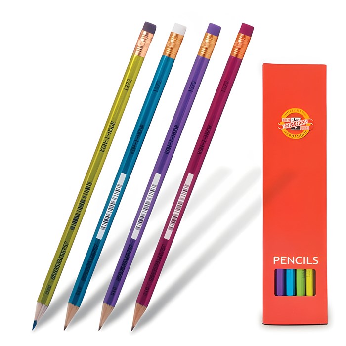 Карандаш чернографитный KOH-I-NOOR, 1 шт., "Oriental", НВ, с ластиком, корпус ассорти, заточенный, 1372, 1372002012KSRU 180157