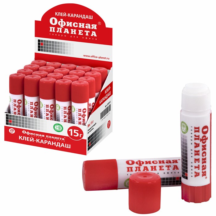 Клей-карандаш ОФИСНАЯ ПЛАНЕТА, 15 г, 222013 222013