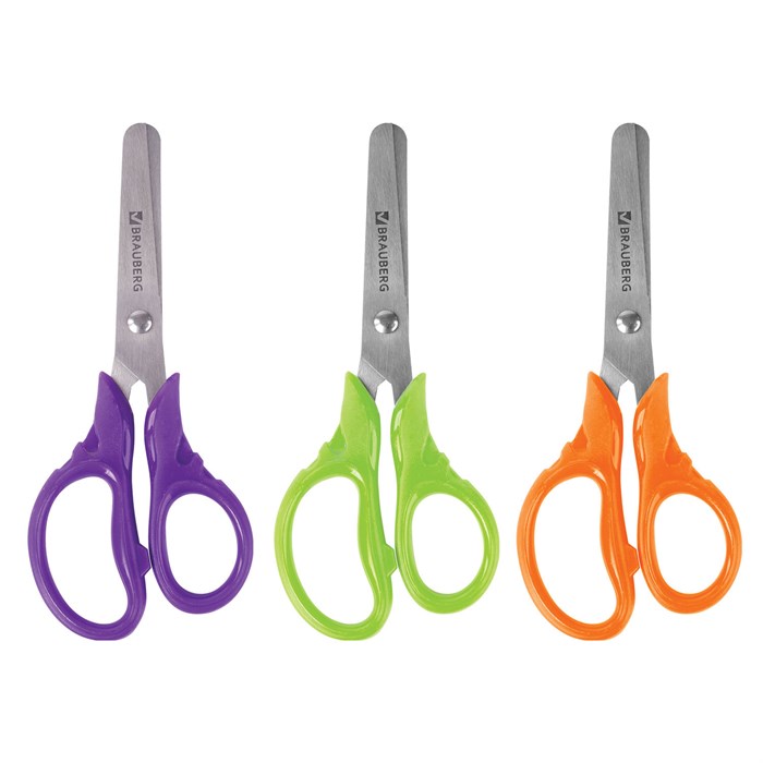 Ножницы BRAUBERG "FRUITY", 130 мм, ассорти, эргономичные ручки, закругленные лезвия, 236980 236980