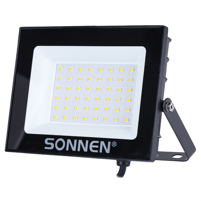Прожектор светодиодный 50 Вт, 6500 К, 4000 Лм, 50 м2, IP65, 176x123x26 мм, черный, SONNEN, 238414 238414