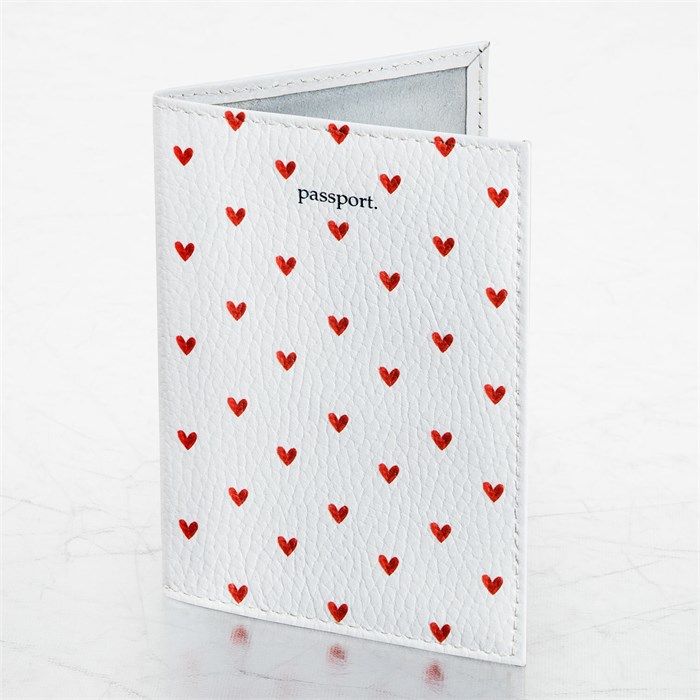 Обложка для паспорта натуральная кожа флоттер, принт "Сердечки", цвет белый, BRAUBERG, 238866 238866