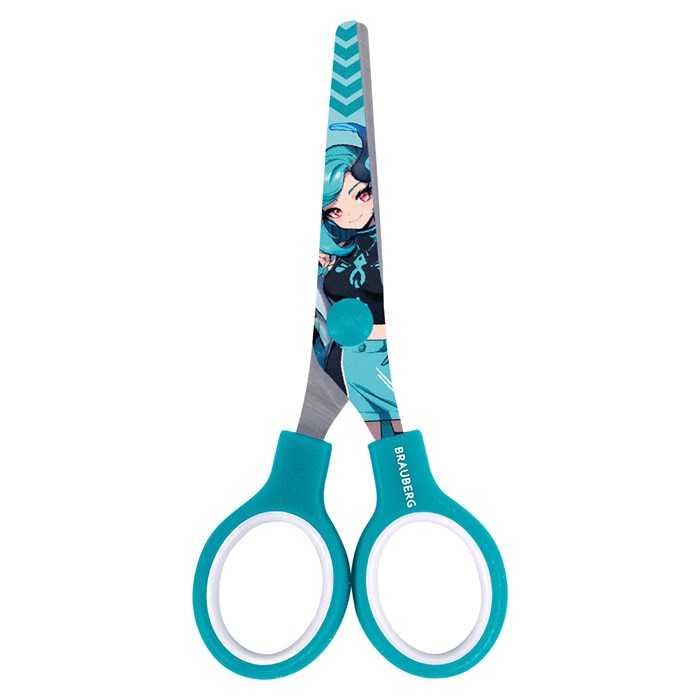 Ножницы 130 мм мятные, с цветной печатью "Аниме", BRAUBERG ANIME, 238956 238956
