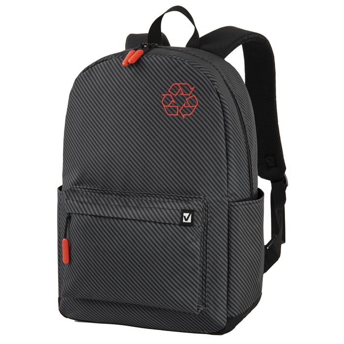 Рюкзак BRAUBERG ENERGETIC универсальный, эргономичный, "Recycle", черный\серый, 43х30х16 см, 270796 270796