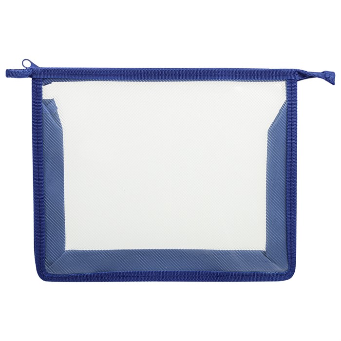 Папка для тетрадей ПИФАГОР А5, пластик, молния сверху, прозрачная, синий, 272115 272115