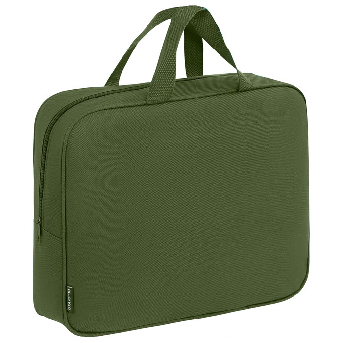 Папка на молнии с ручками STAFF EVERYDAY А4, 1 отделение, полиэстер, 80мм, хаки, 272186 272186