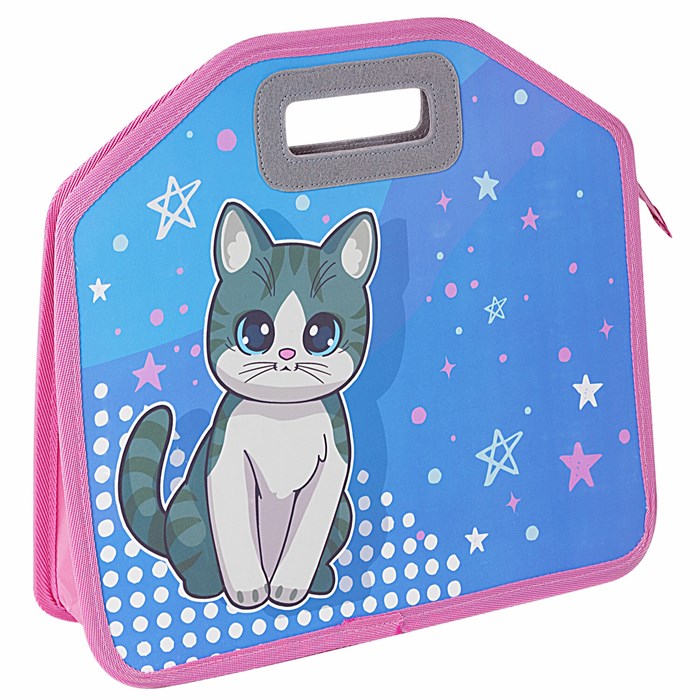 Папка-сумка ЮНЛАНДИЯ, 1 отделение, фетровые ручки, 34х30х11 см, Anime cat, 272204 272204