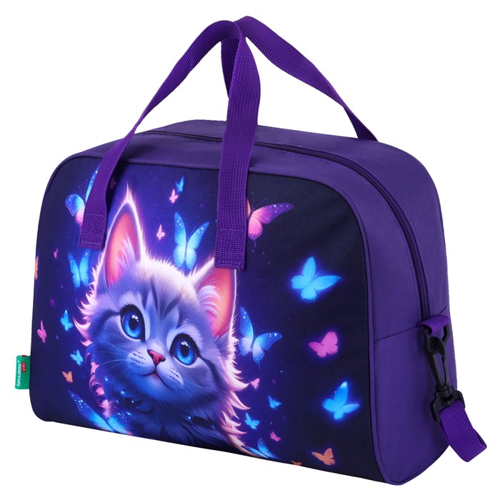 Сумка для занятий с плечевым ремнем, подкладкой BRAUBERG KIDS с ручками, 35x25x15 см, "Curious cat", 273291 273291