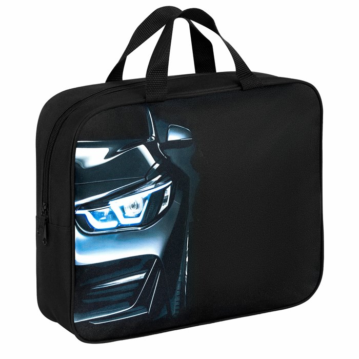 Папка на молнии с ручками BRAUBERG KIDS А4, 1 отделение, полиэстер, 80 мм, "Dark car", 273315 273315