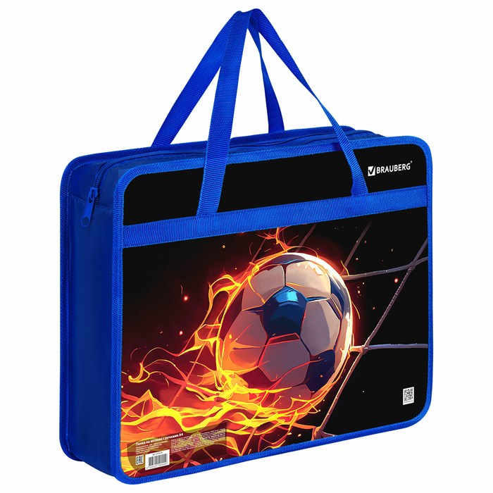 Папка на молнии с ручками BRAUBERG А4, 1 отделение, пластик, 80 мм, "Burning ball", 273373 273373