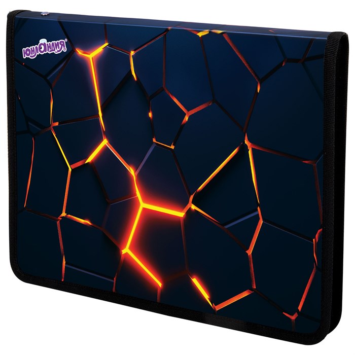 Папка для труда на молнии ЮНЛАНДИЯ А4, 1 отделение, откидная планка, органайзер, "Volcano split", 273394 273394