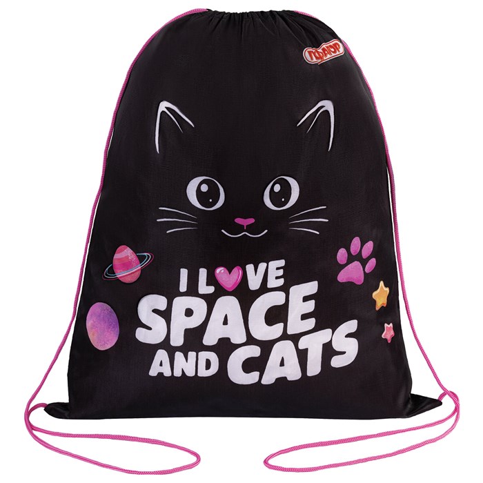 Мешок для обуви ПИФАГОР, 1 отделение, 42х34 см, "Dark kitten", 273419 273419