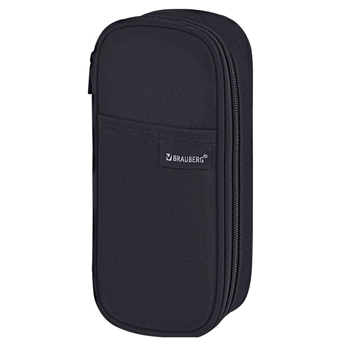 Пенал-органайзер BRAUBERG, 1 отделение, откидная планка, полиэстер, 22х10х6 см, "Total black", 273577 273577